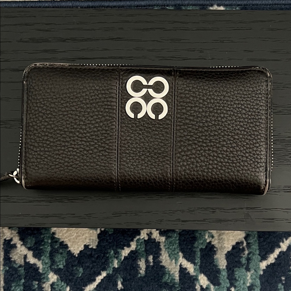 COACH Black Leather Wallet with Silver Logo